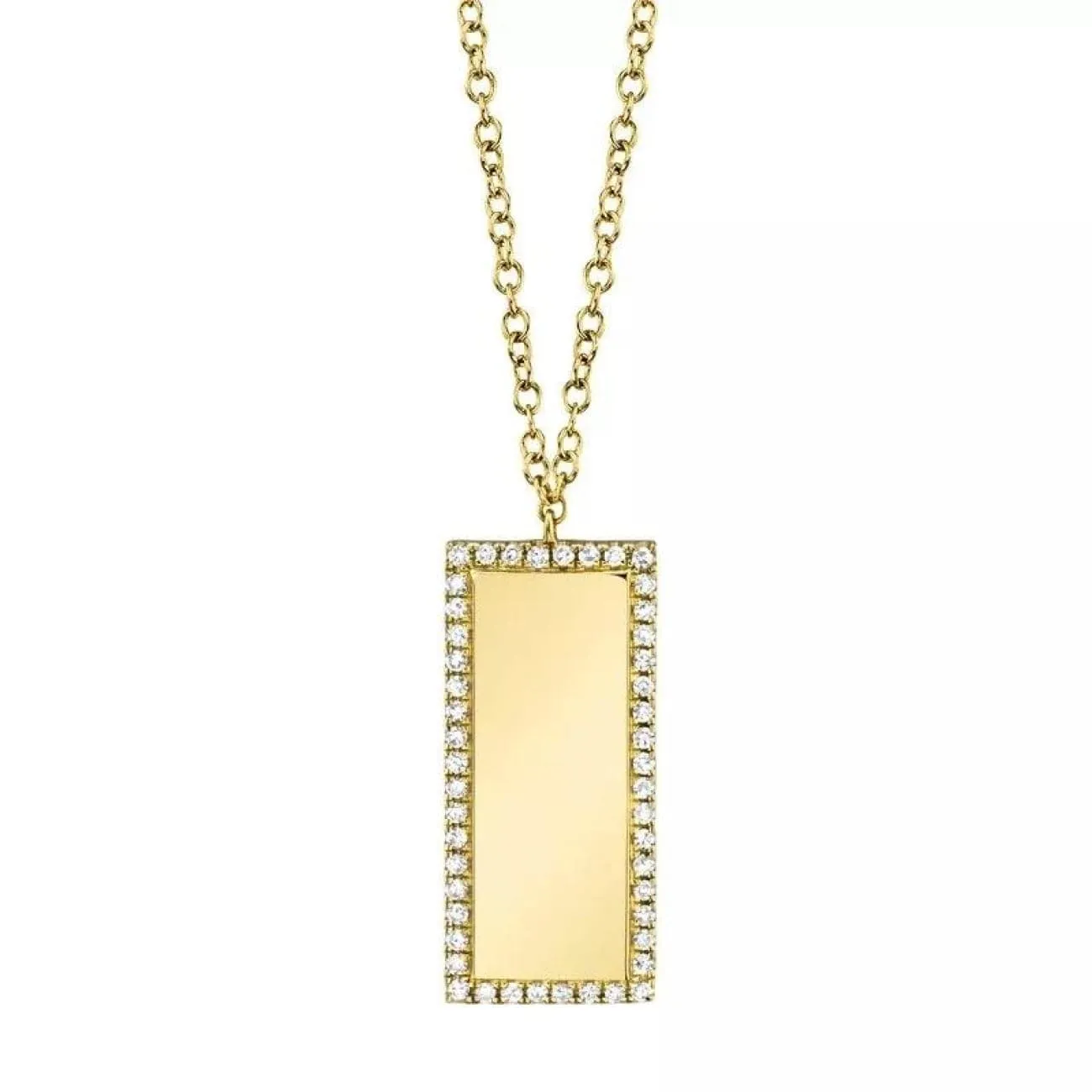 0.11ct 14k YELLOW GOLD DIAMOND BAR ID NECKLACE