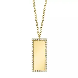 0.11ct 14k YELLOW GOLD DIAMOND BAR ID NECKLACE