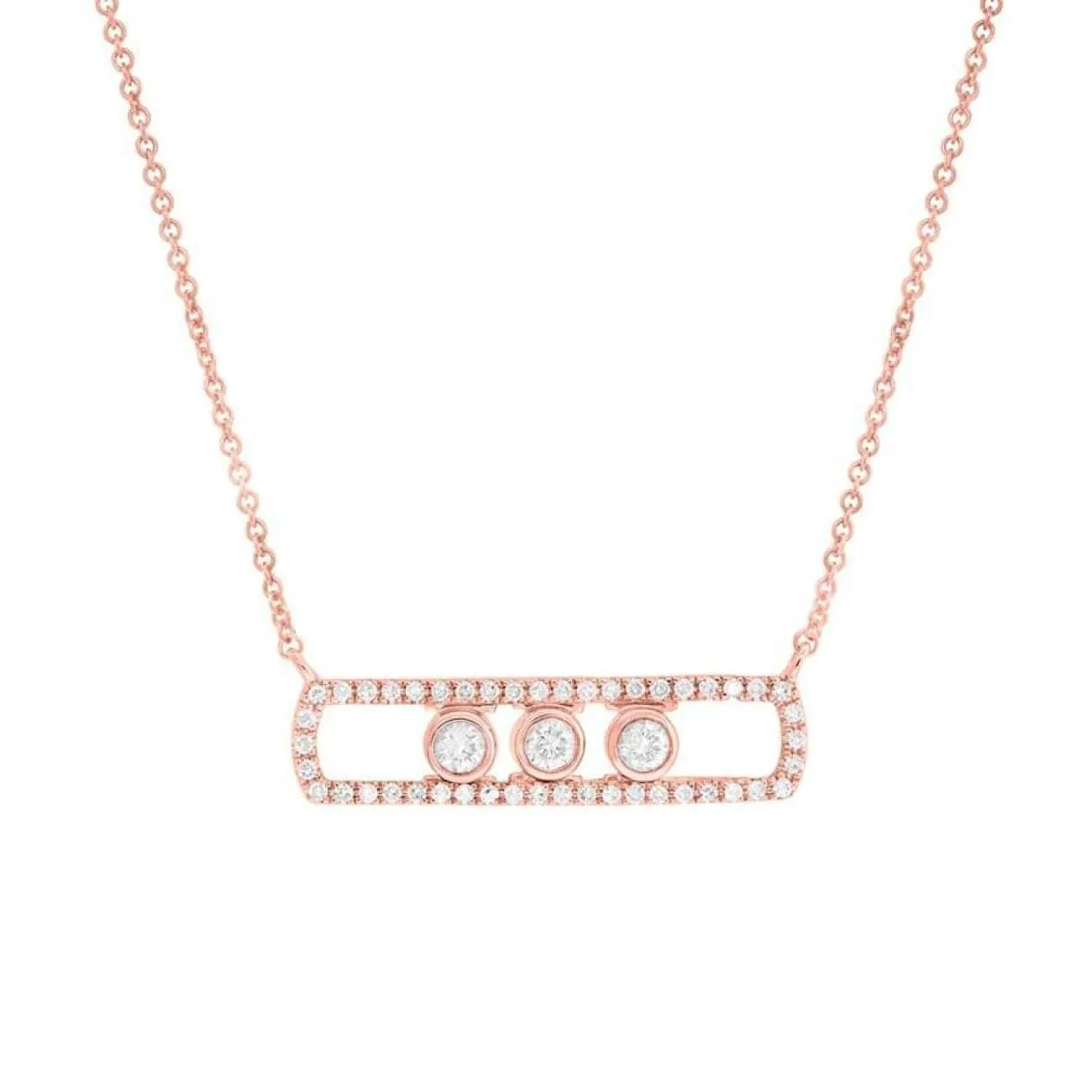 0.24CT 14K ROSE GOLD DIAMOND SLIDER BAR NECKLACE