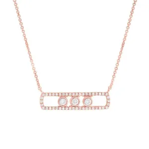 0.24CT 14K ROSE GOLD DIAMOND SLIDER BAR NECKLACE