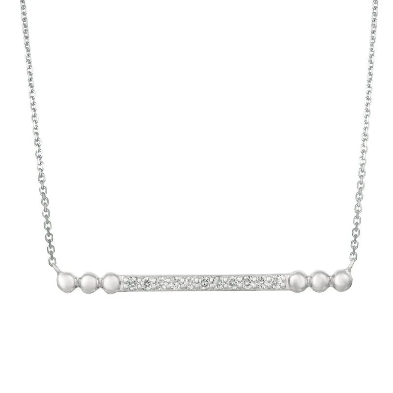 0.25 Carat Natural Diamond Bubble Bar Pendant Necklace 14K Yellow Gold G SI 18'' chain