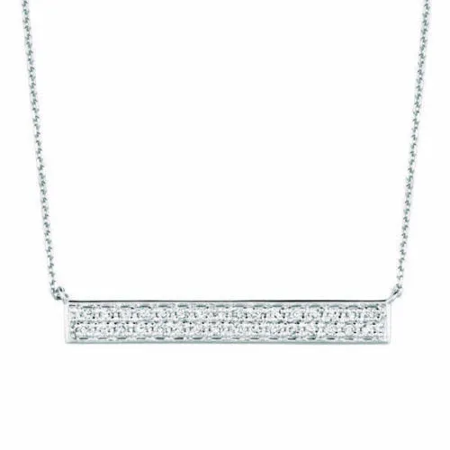 0.40 Carat Natural Diamond Bar Necklace 14K White Gold G SI 18 inches chain