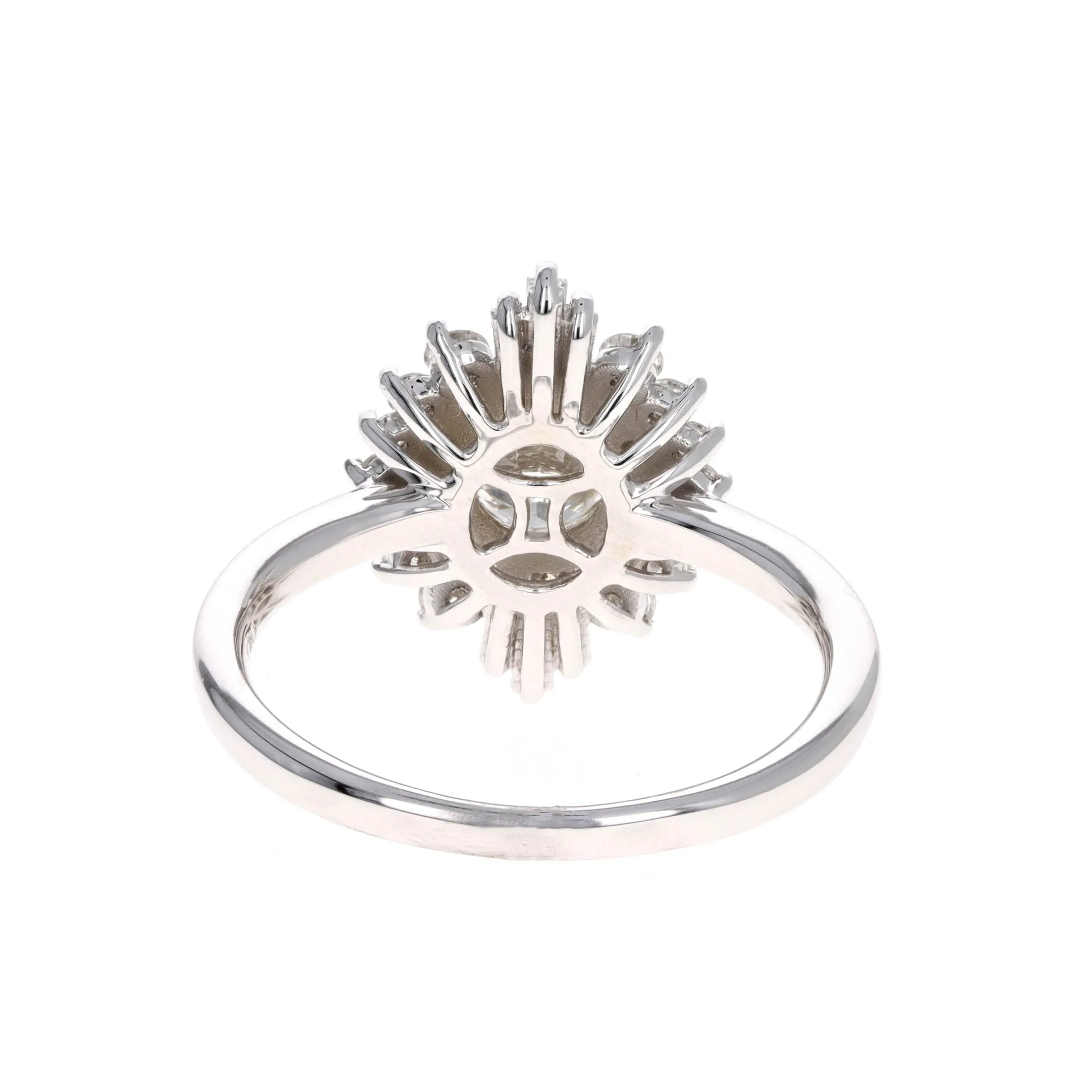 0.71 Carat Round Brilliant Diamond Fan Ballerina Engagement Ring in 14K White Gold GIA Certified