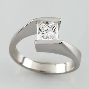 0.73 carat Princess Cut Diamond 18k White Gold Engagement Ring Size 5 GIA cert