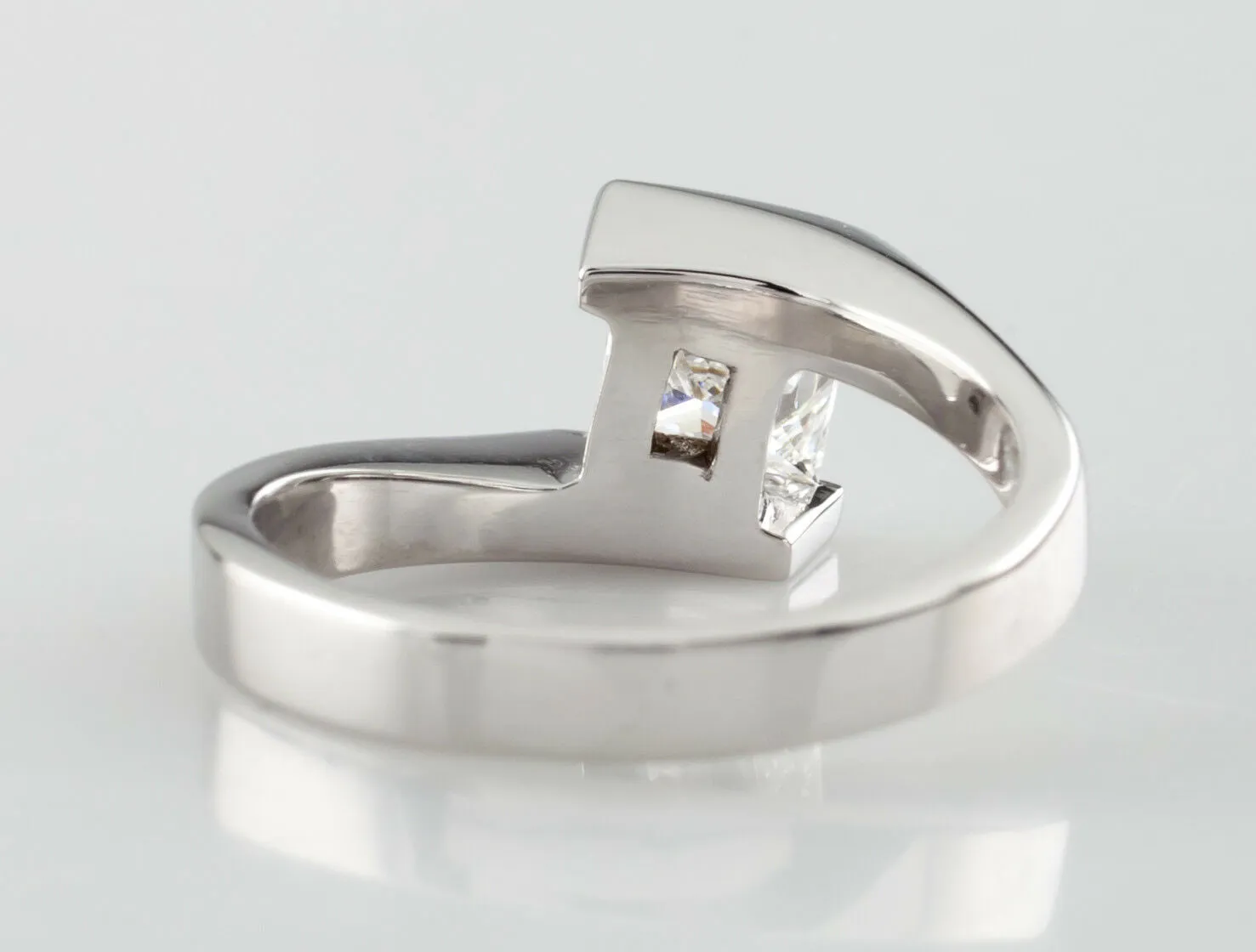 0.73 carat Princess Cut Diamond 18k White Gold Engagement Ring Size 5 GIA cert