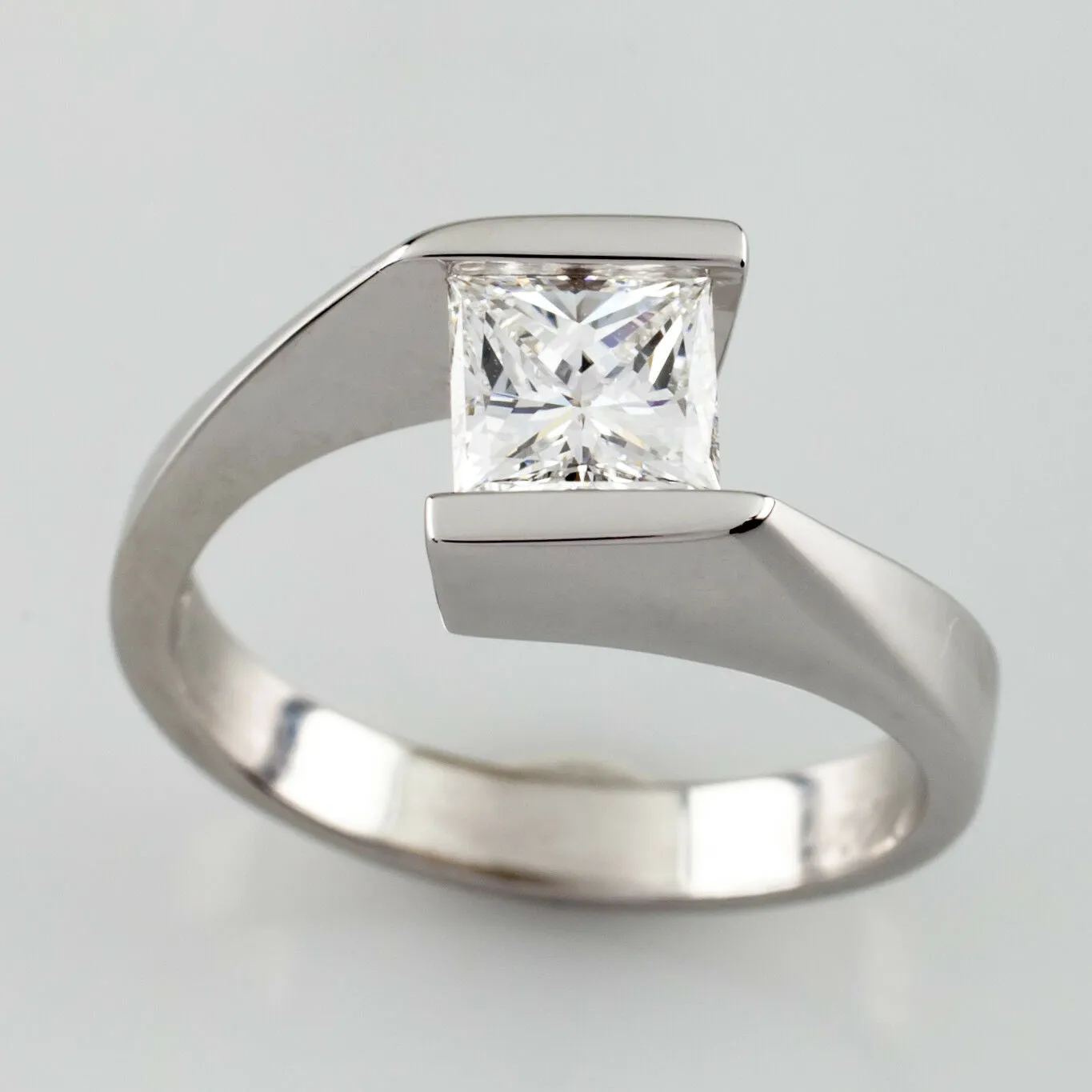0.73 carat Princess Cut Diamond 18k White Gold Engagement Ring Size 5 GIA cert