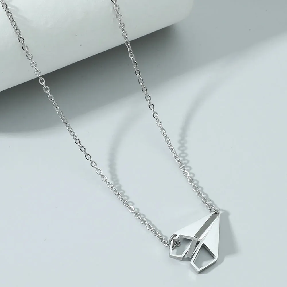 10 Pcs Lot Airplane Necklaces Pendant Stainless Steel Travel Places Fashion Jewelry