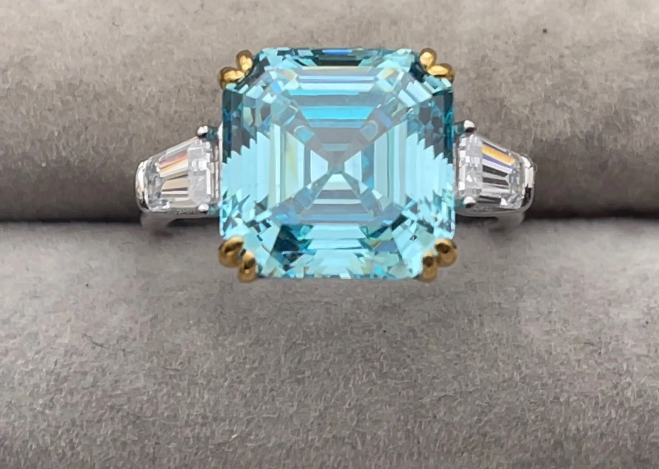 10.00ct Blue Diamond Ring | Silver Blue Asscher Cut Diamond Ring