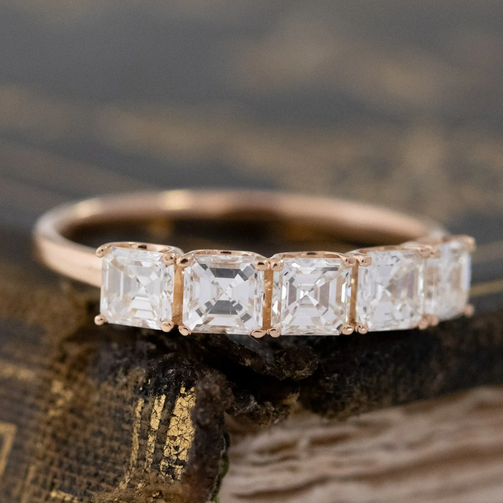 1.03ctw Asscher Cut Diamond 5-Stone Band