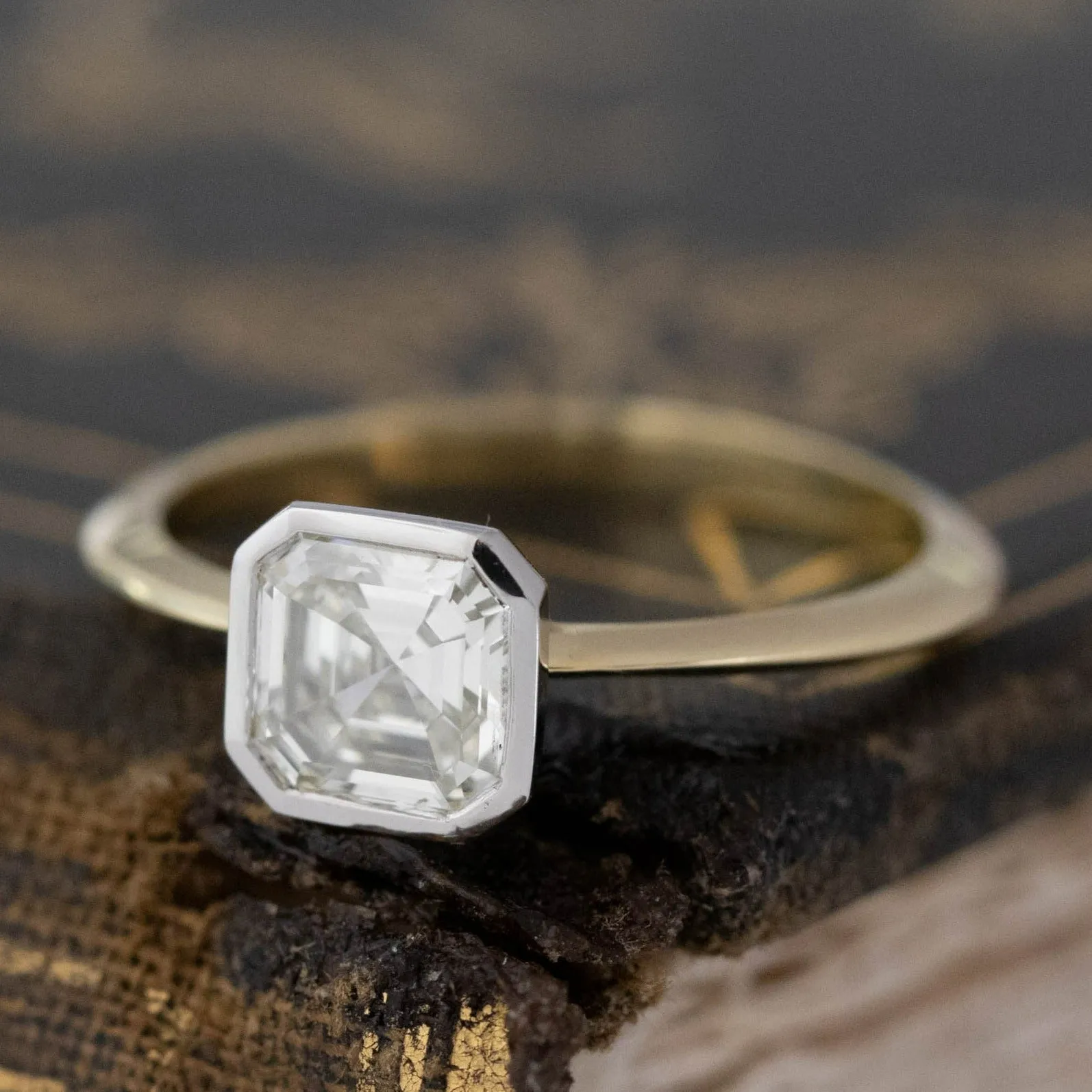 1.08ct Asscher Cut Diamond Solitaire, GIA M