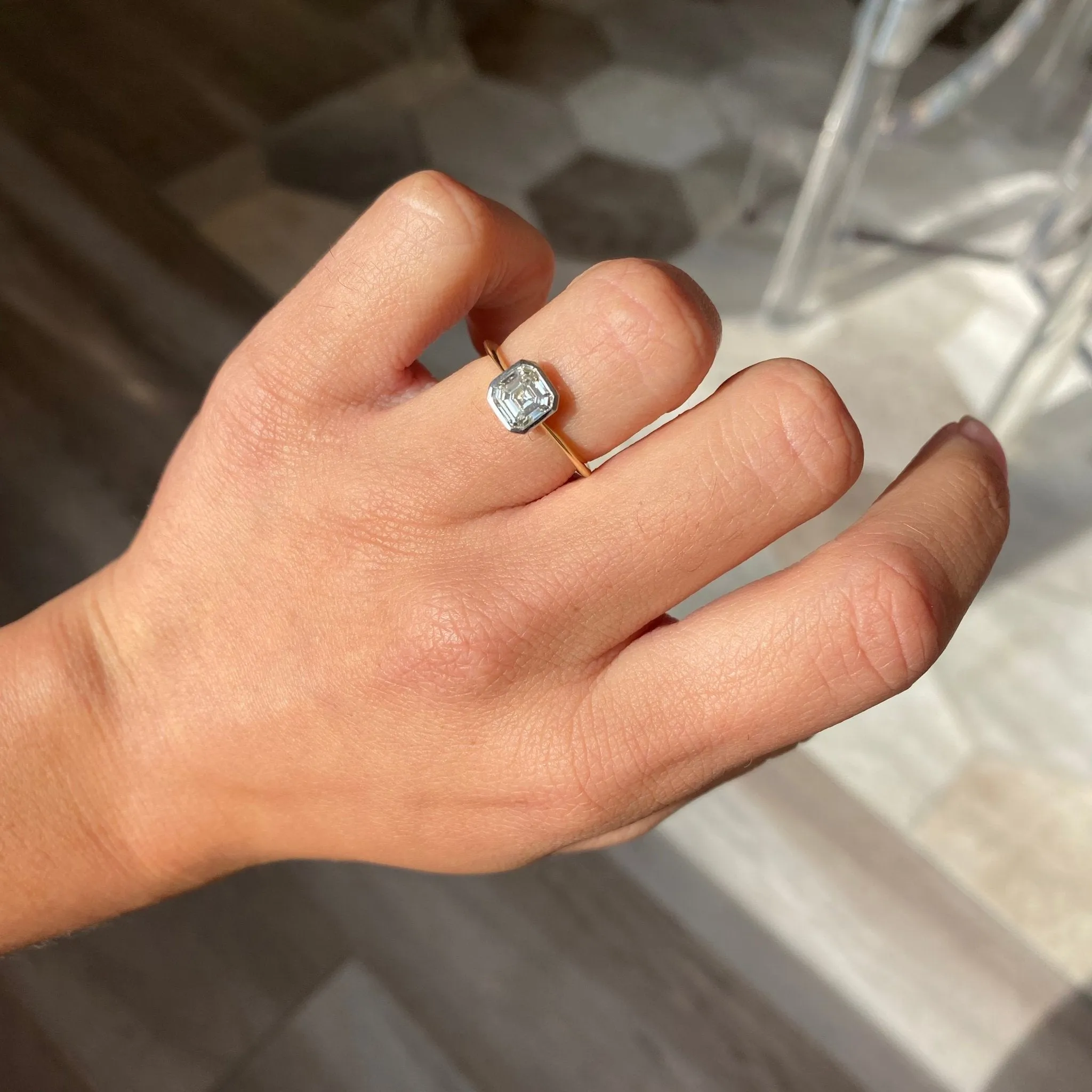 1.08ct Asscher Cut Diamond Solitaire, GIA M