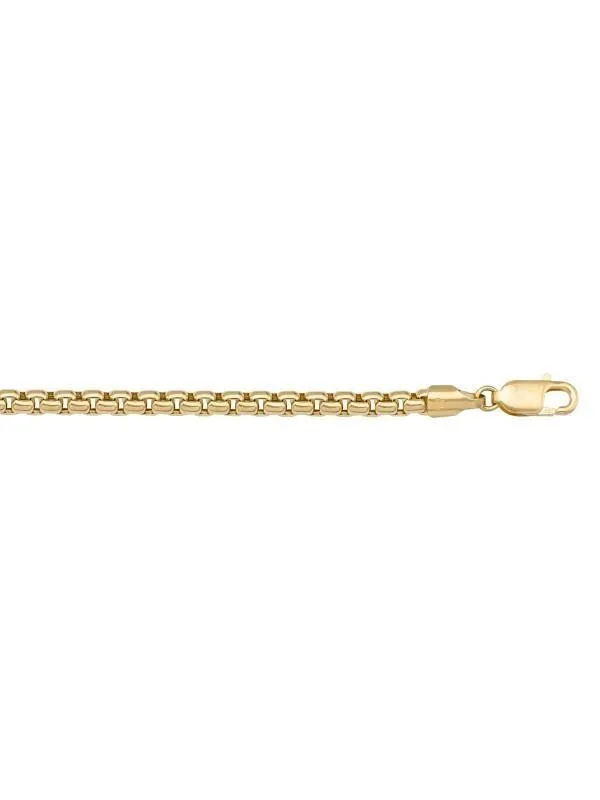 10k, 14k Yellow Gold Hollow Box 3.6 mm Italian Bracelet