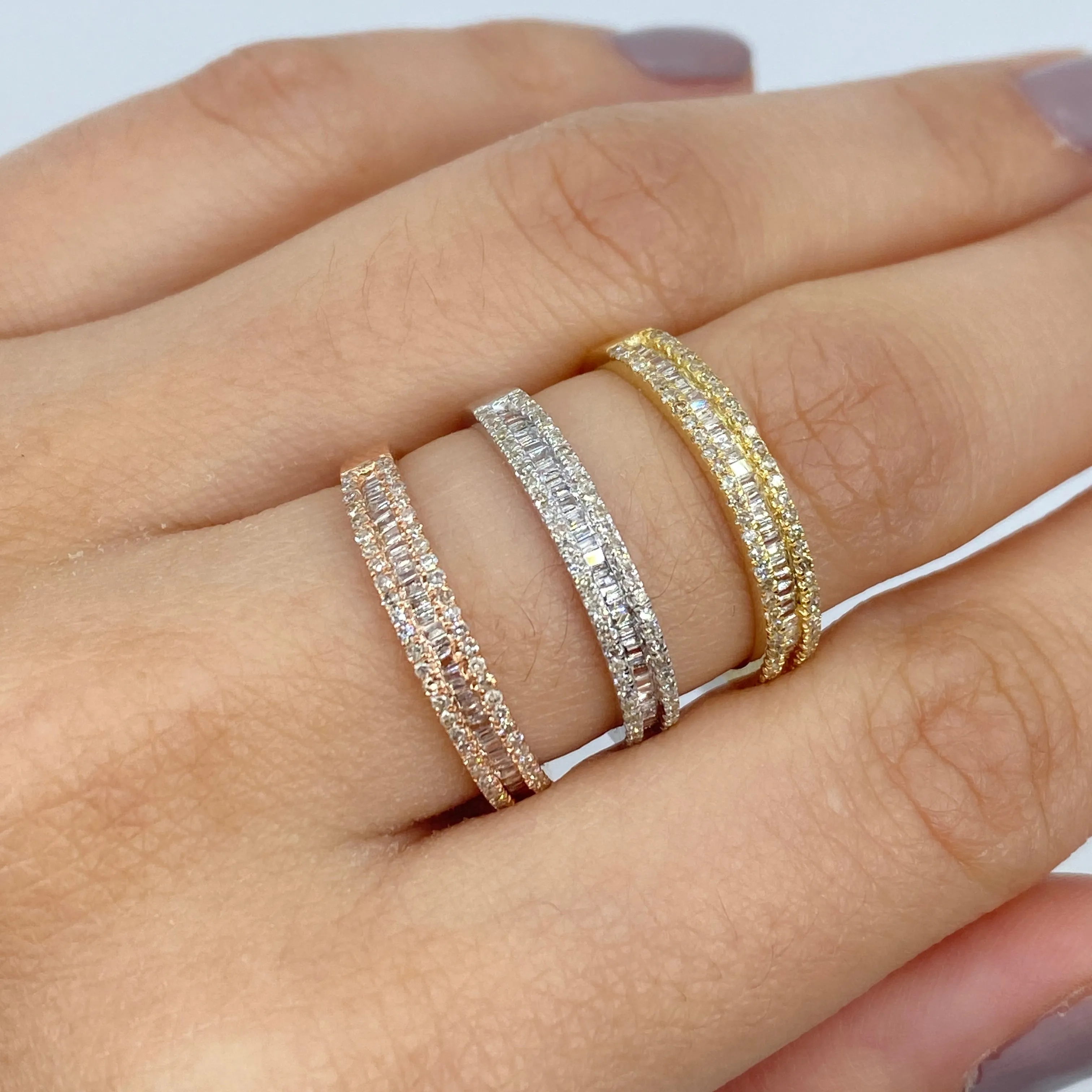 10K Diamond Baguette Half-Way Eternity Band Ring