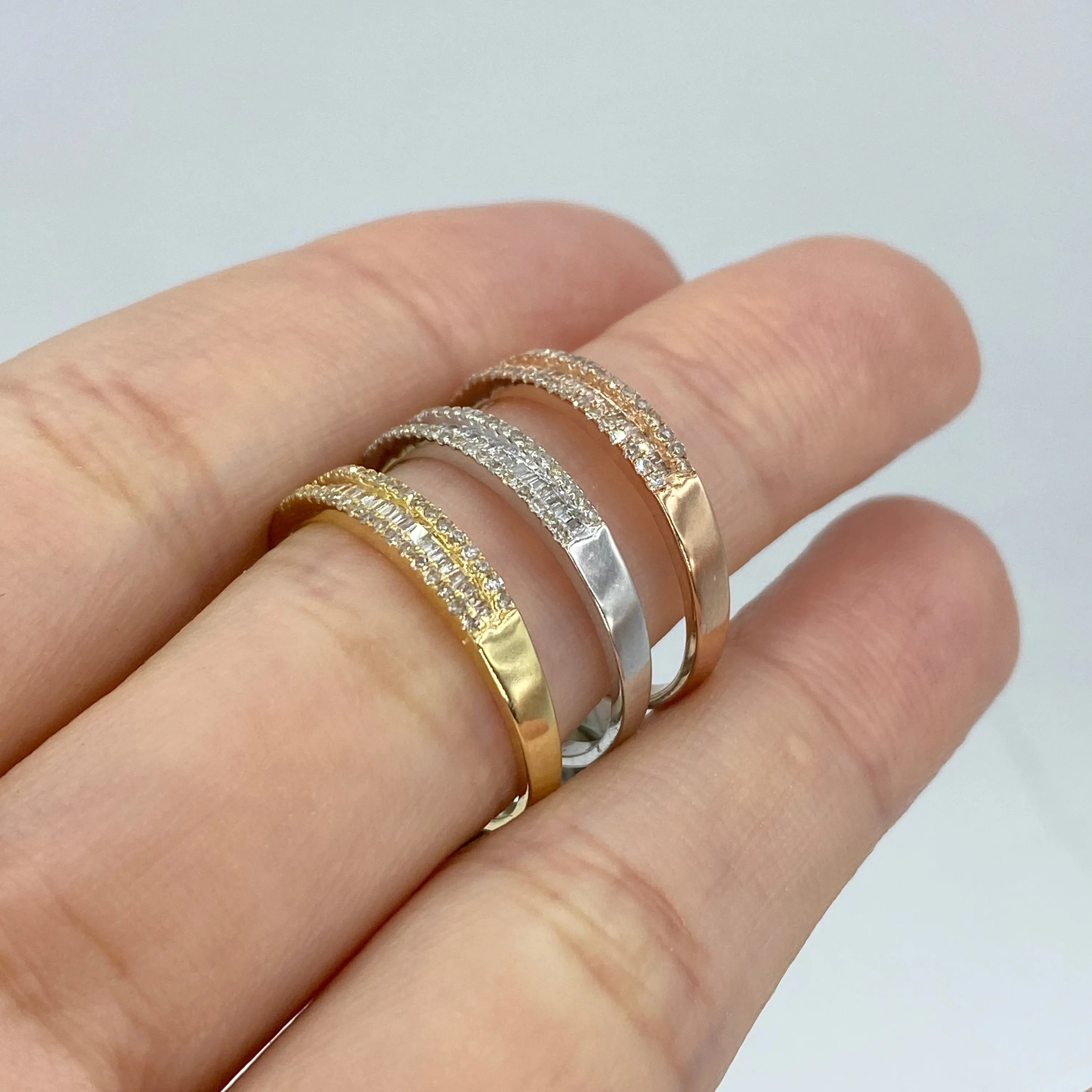 10K Diamond Baguette Half-Way Eternity Band Ring