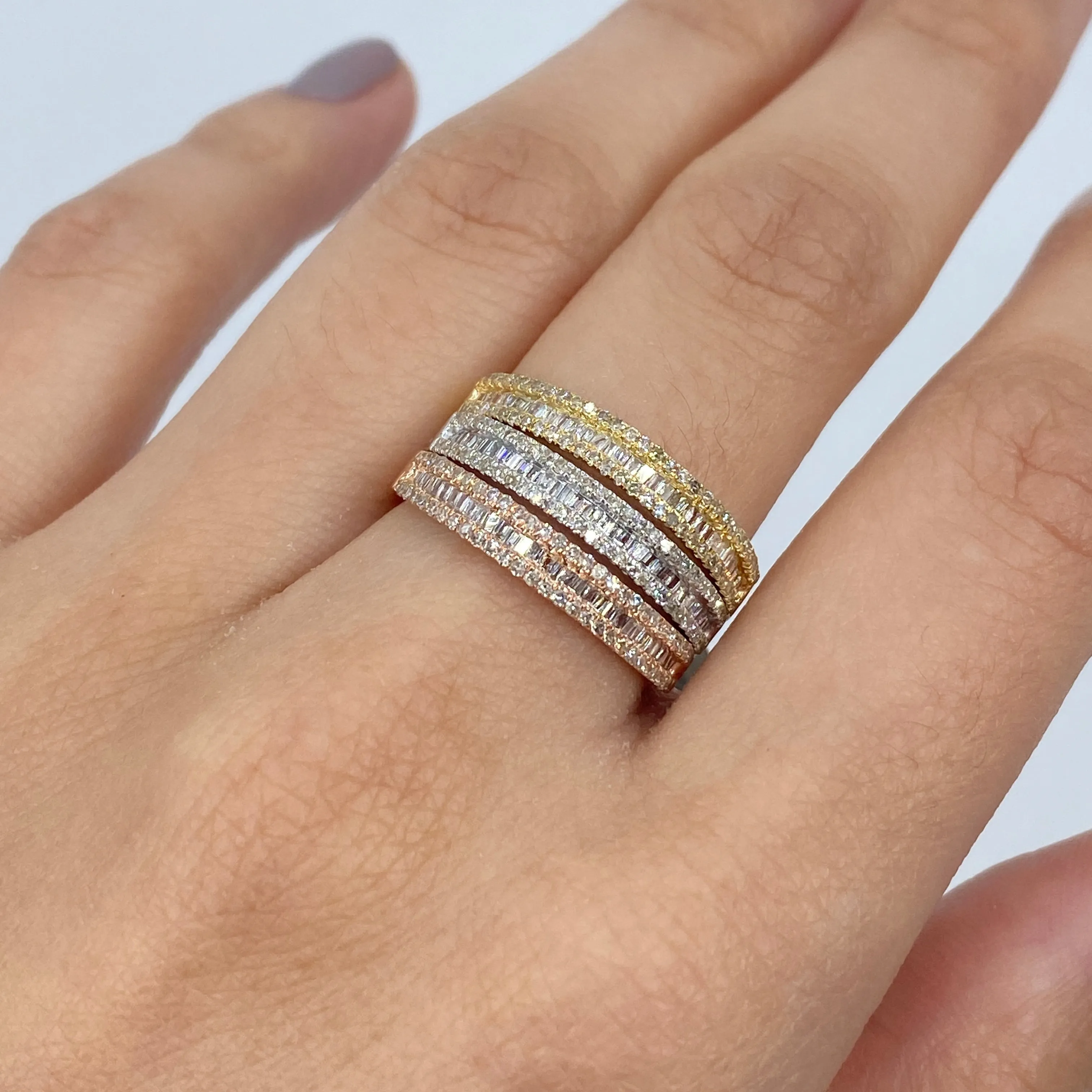 10K Diamond Baguette Half-Way Eternity Band Ring