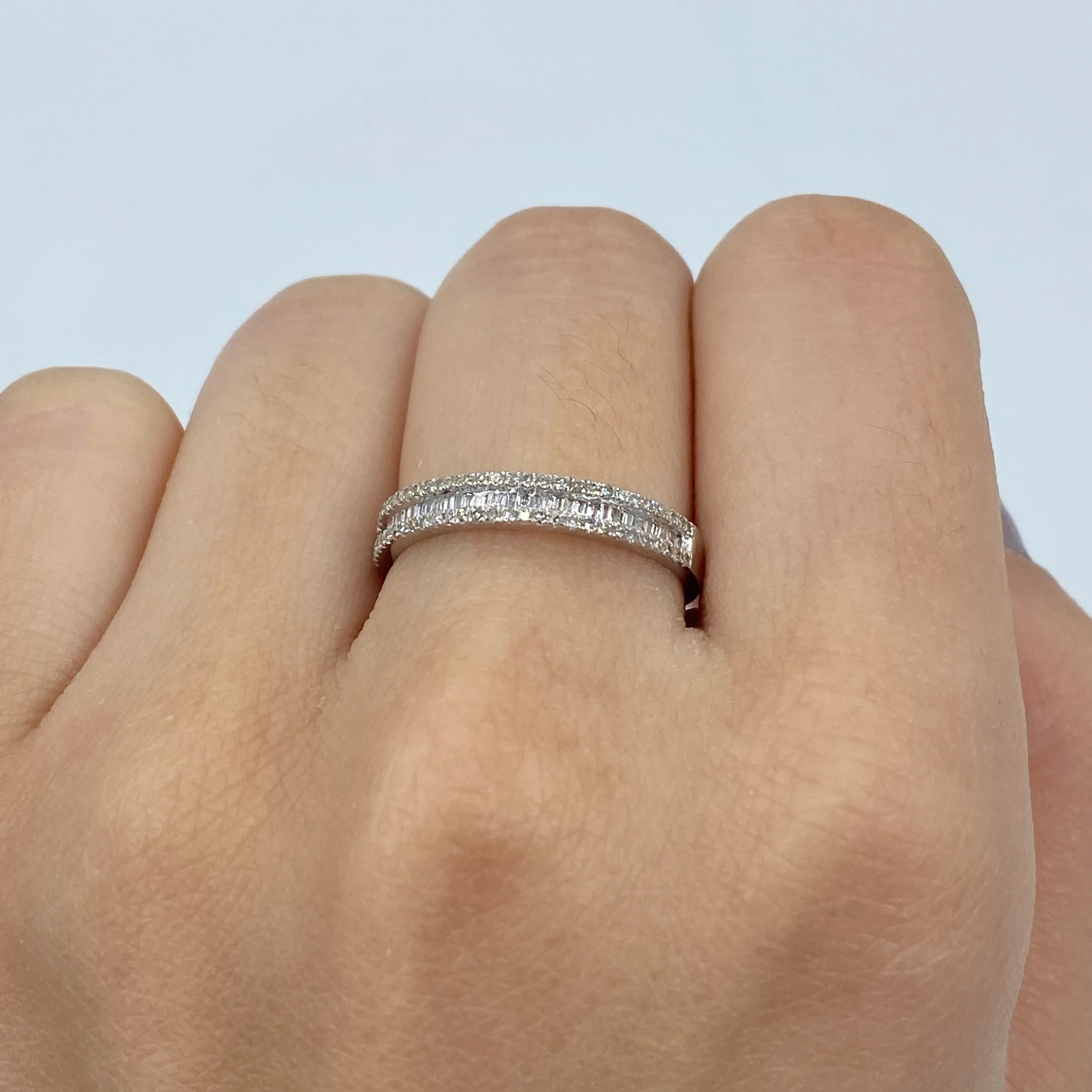 10K Diamond Baguette Half-Way Eternity Band Ring