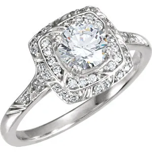 10K White 1 CTW Diamond Sculptural-Inspired Engagement Ring