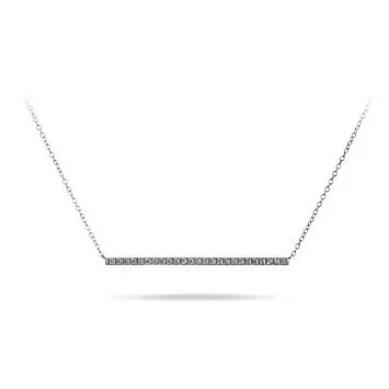 10K White Gold (0.05ct) Diamond Horizontal Bar Necklace