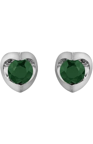 10K White Gold 4mm Emerald Earring