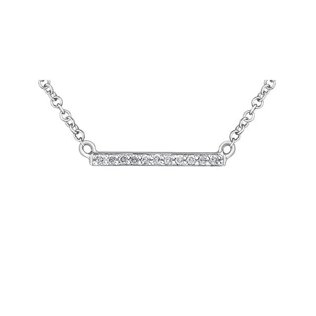 10K (White, Yellow) Gold Bar (0.06ct) Diamond Necklace