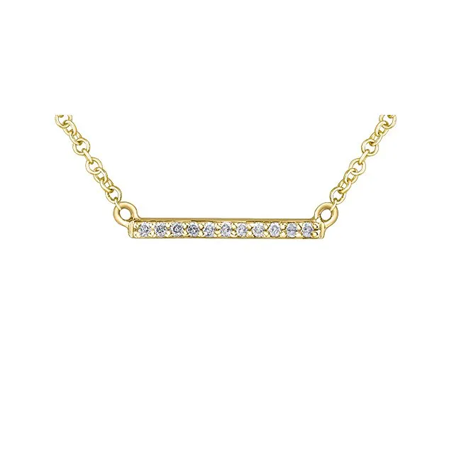 10K (White, Yellow) Gold Bar (0.06ct) Diamond Necklace