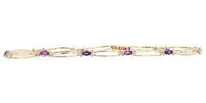 10K YG Amethyst & Diamond Bracelet