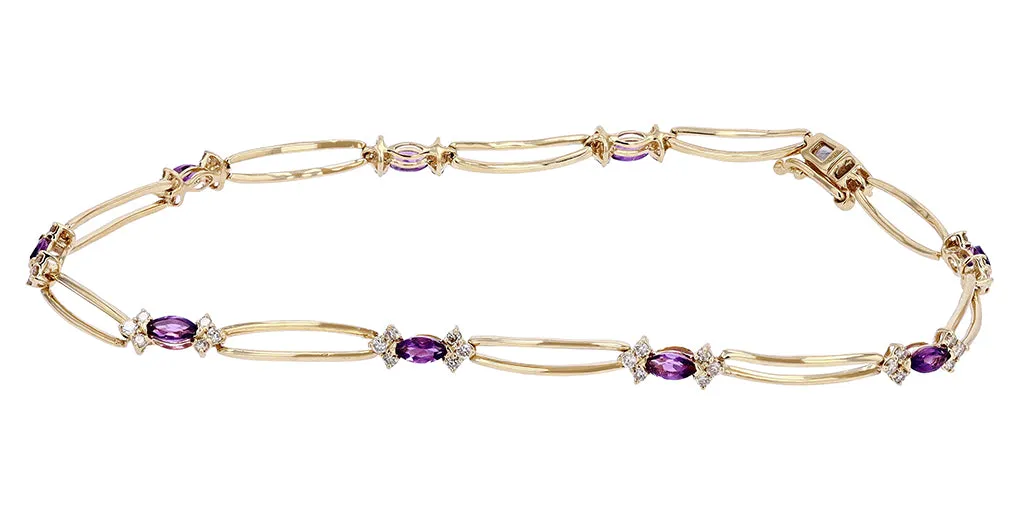 10K YG Amethyst & Diamond Bracelet