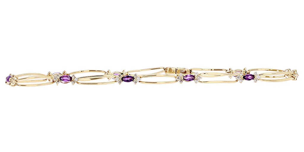 10K YG Amethyst & Diamond Bracelet