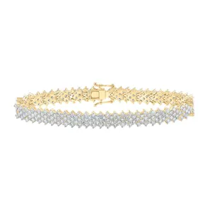 10kt Yellow Gold Womens Round Diamond Fashion Bracelet 7-3/8 Cttw