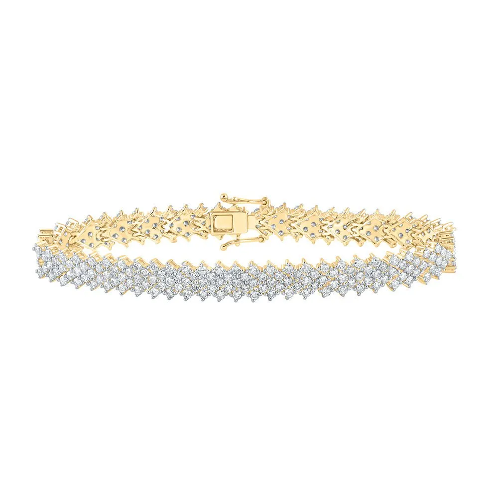 10kt Yellow Gold Womens Round Diamond Fashion Bracelet 7-3/8 Cttw