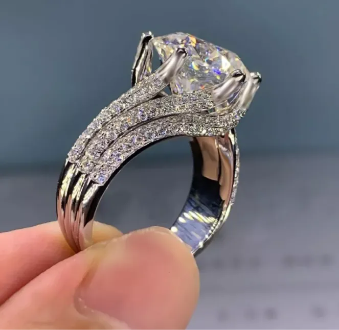 10mm 7.4g Cubic Zirconia Engagement/Wedding Ring Women's Size 6
