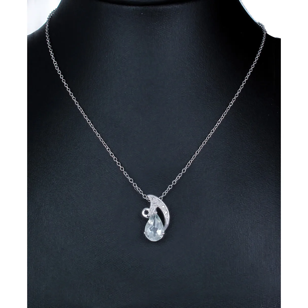 1.10 cttw Pendant Necklace, Green Amethyst Pear Shape Pendant Necklace for Women in .925 Sterling Silver with Rhodium, 18 Inch Chain, Prong Setting