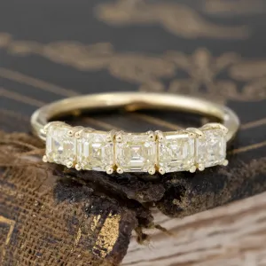 1.25ctw Fancy Yellow Asscher Cut Diamond 5-Stone Band