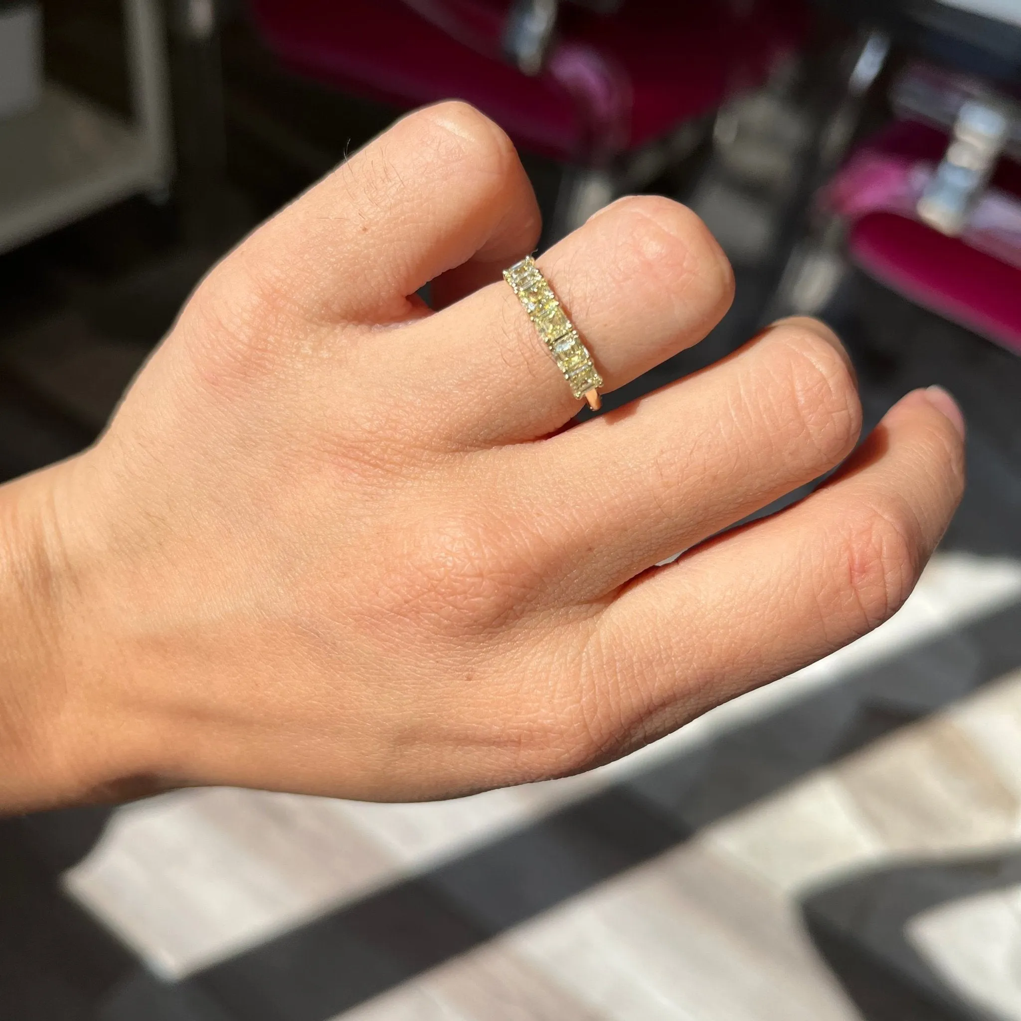 1.25ctw Fancy Yellow Asscher Cut Diamond 5-Stone Band