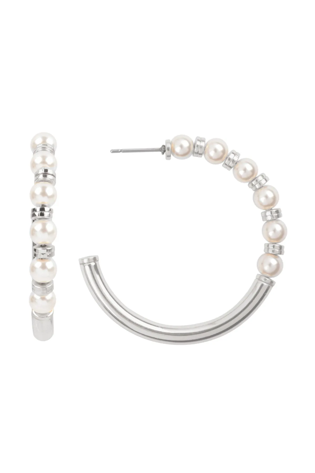 1.2" ROUND ACRYLIC PEARL HOOP EARRINGS