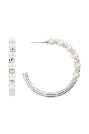 1.2" ROUND ACRYLIC PEARL HOOP EARRINGS
