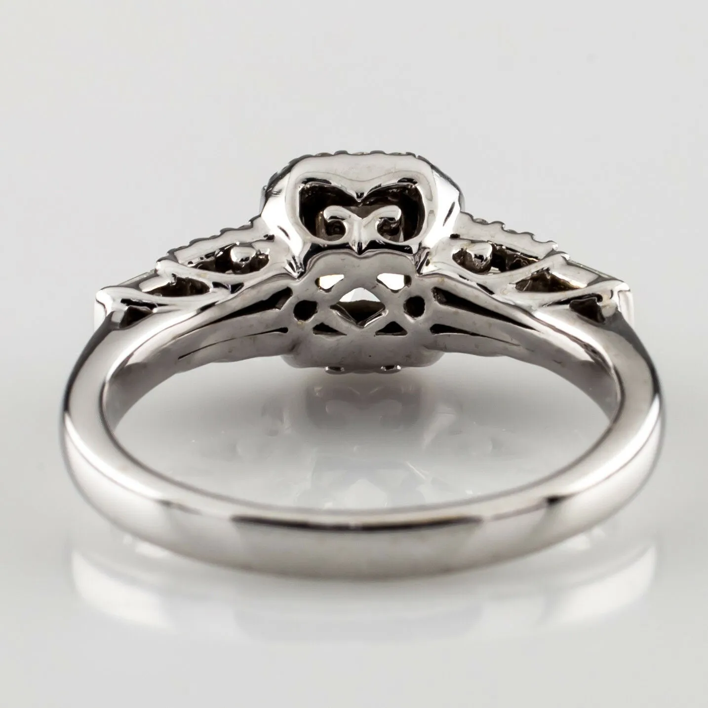 1.35 carat Radiant Diamond Halo 14k White Gold Engagement Ring Size 6.75