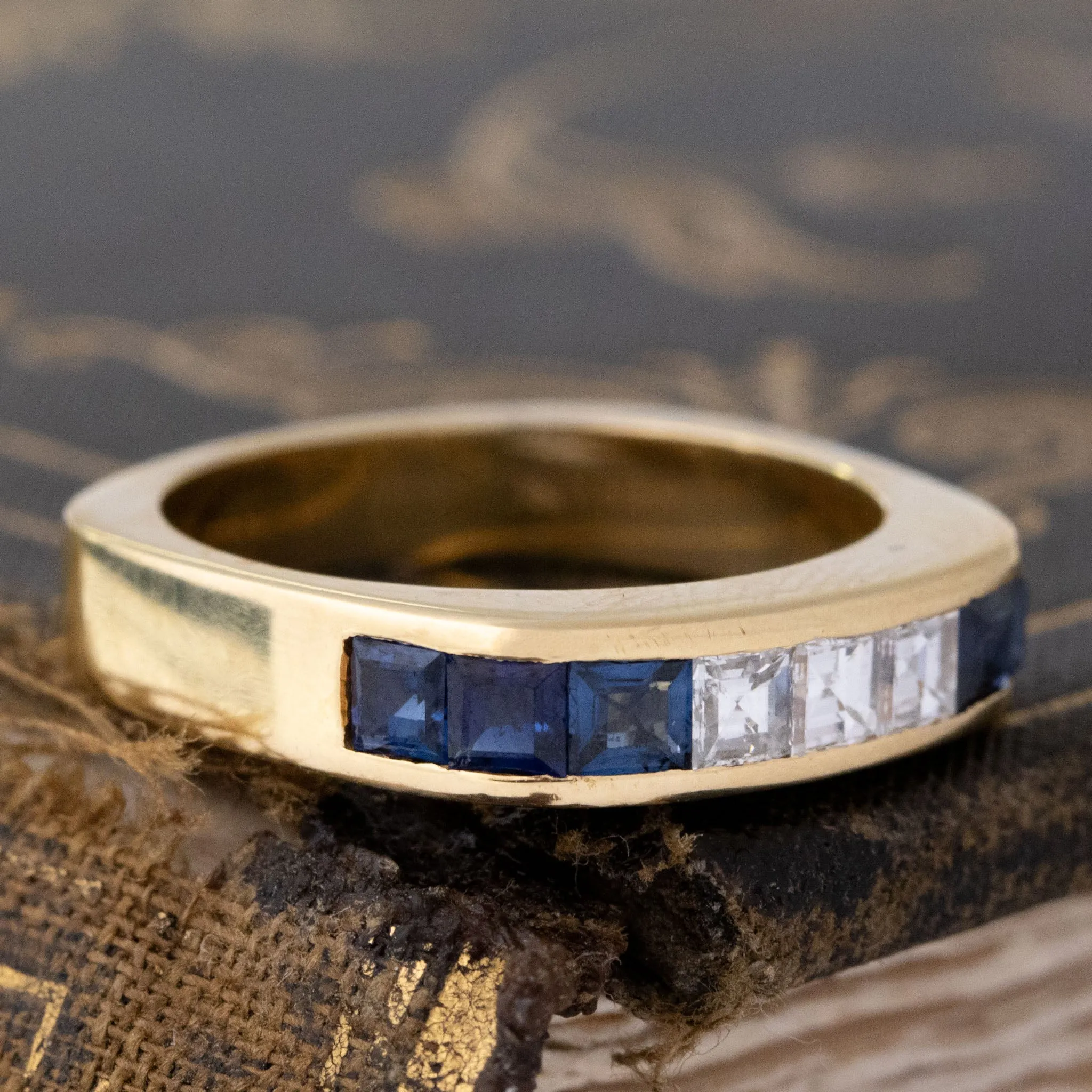 1.35ctw Vintage Diamond Sapphire Band