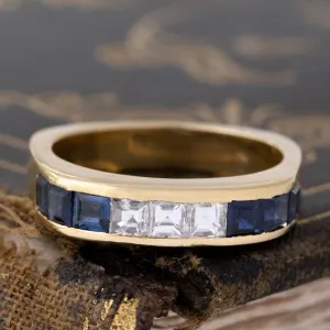 1.35ctw Vintage Diamond Sapphire Band