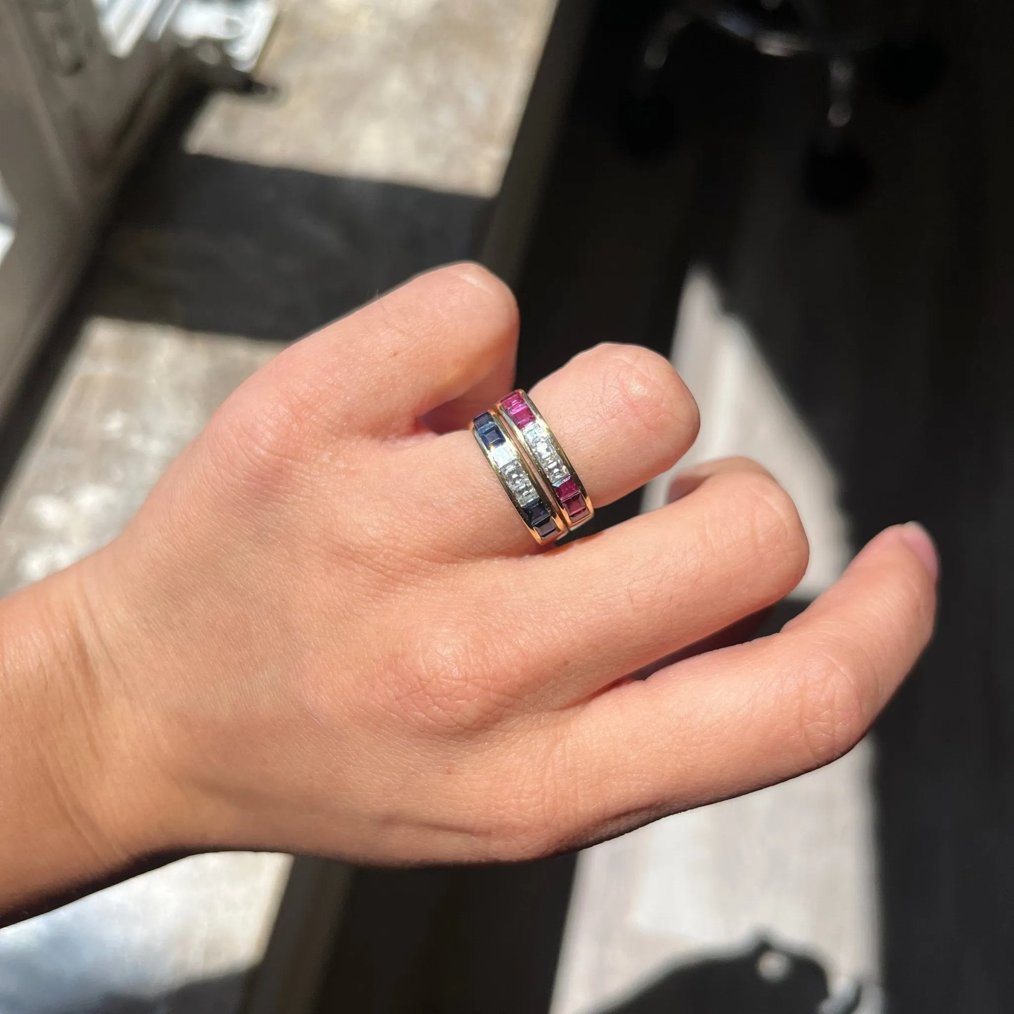 1.35ctw Vintage Diamond Sapphire Band