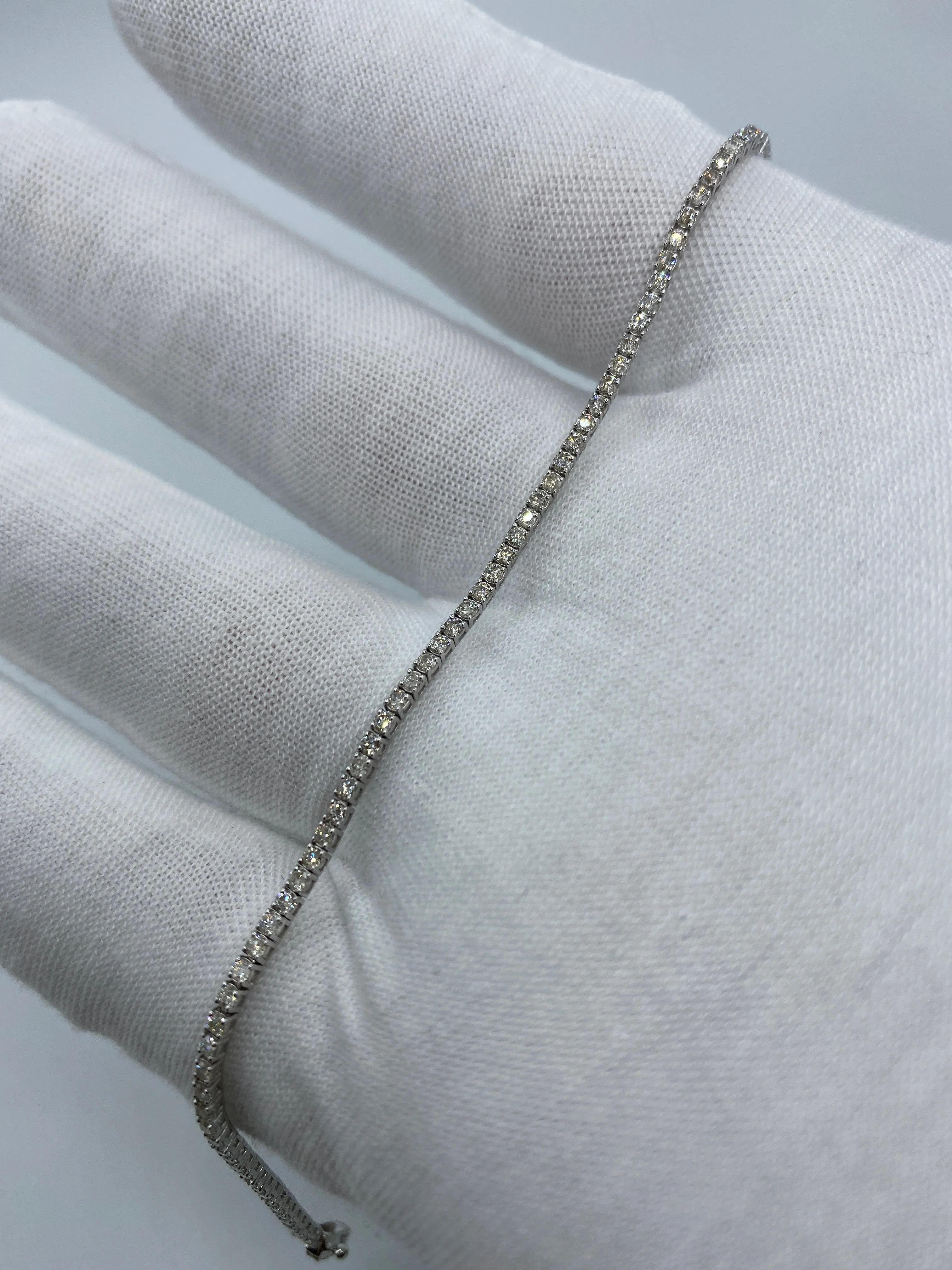 14K 1.6MM Tennis Diamond Bracelet 7"