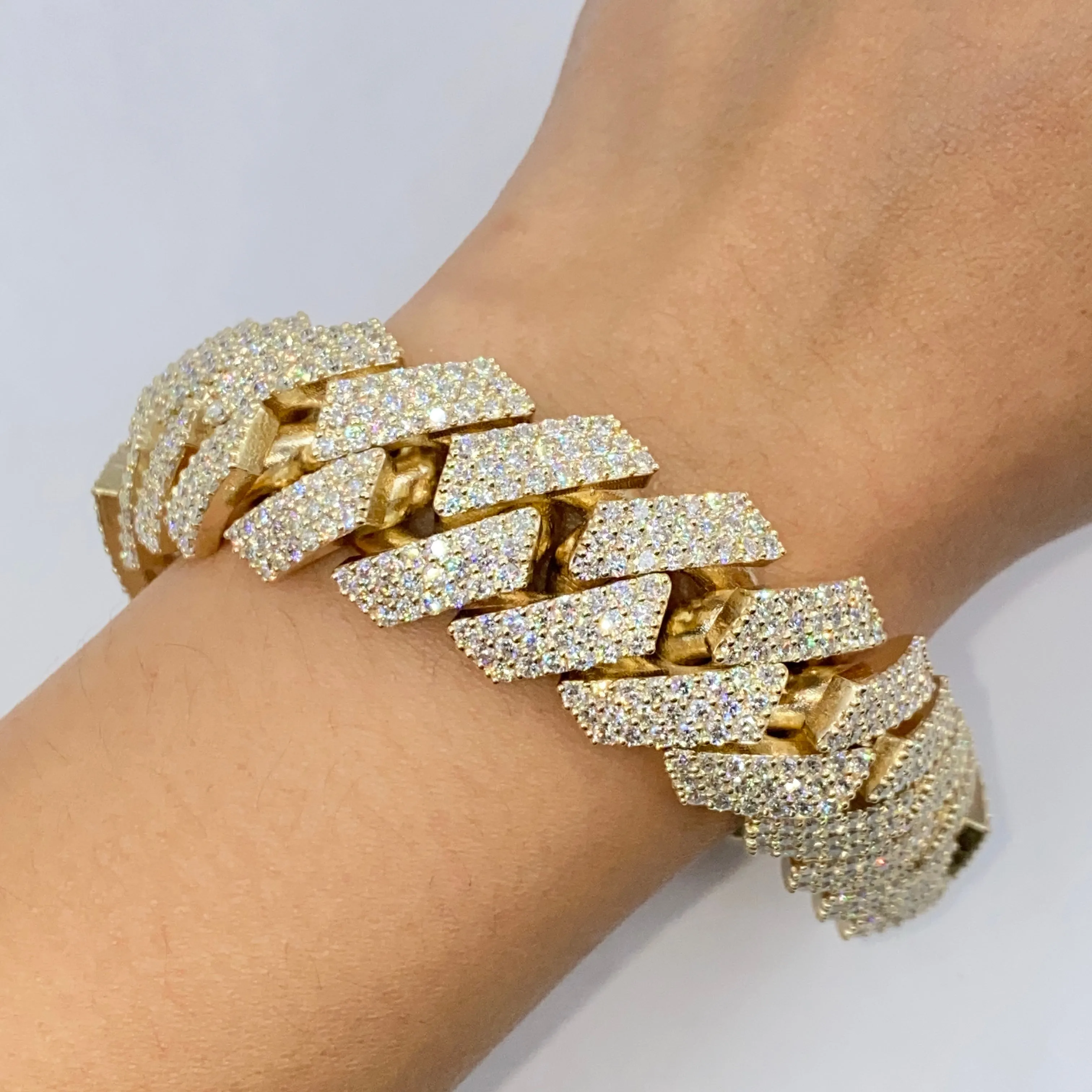 14K 21MM Cuban Link Diamond Bracelet