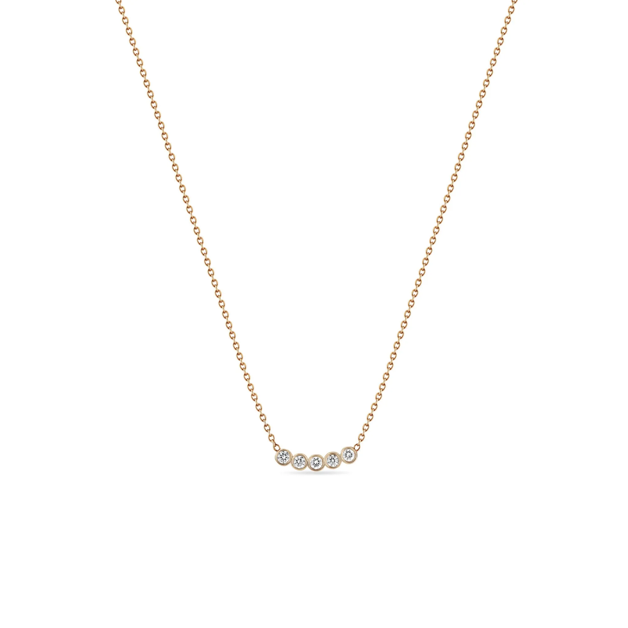 14k 5 Diamond Bezel Necklace