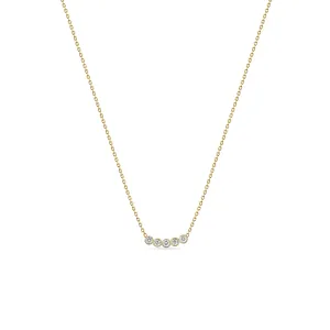 14k 5 Diamond Bezel Necklace