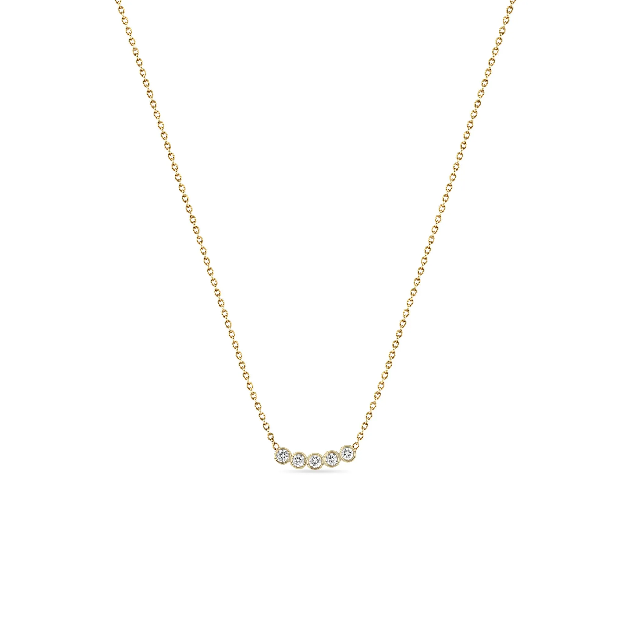 14k 5 Diamond Bezel Necklace