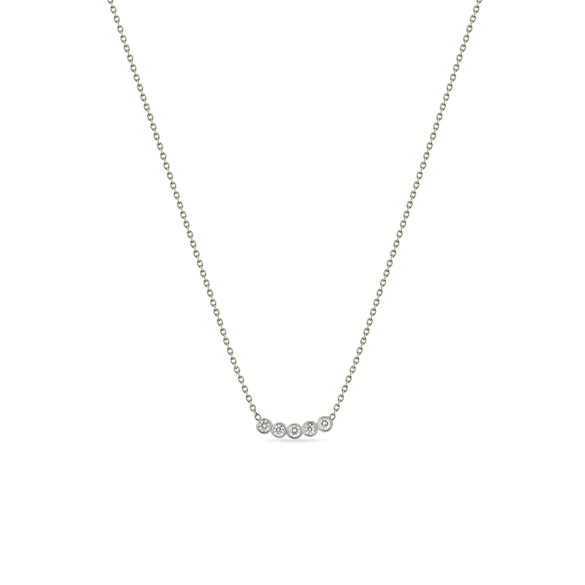 14k 5 Diamond Bezel Necklace