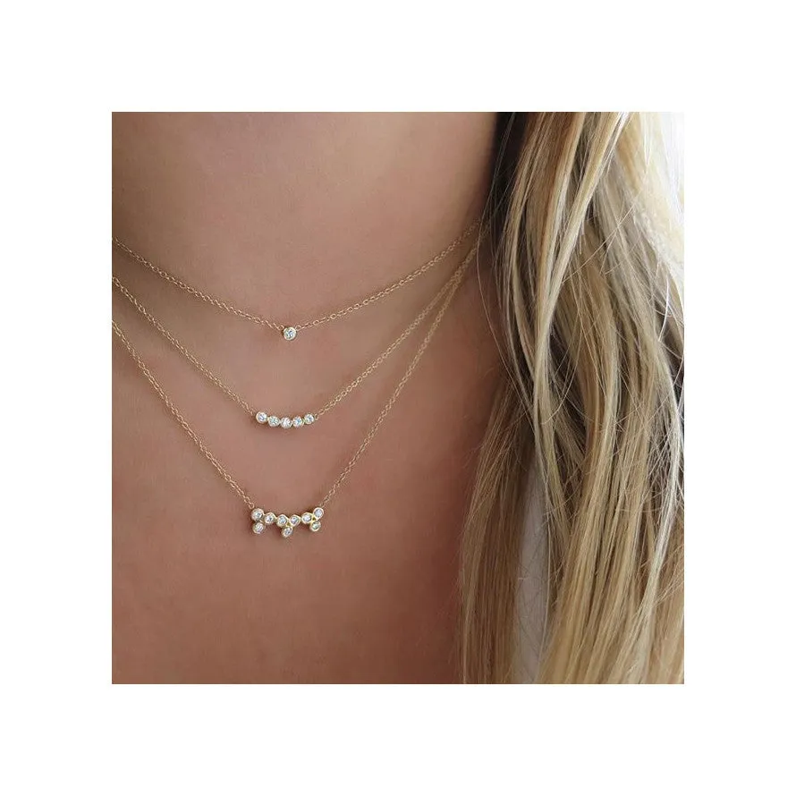 14k 5 Diamond Bezel Necklace