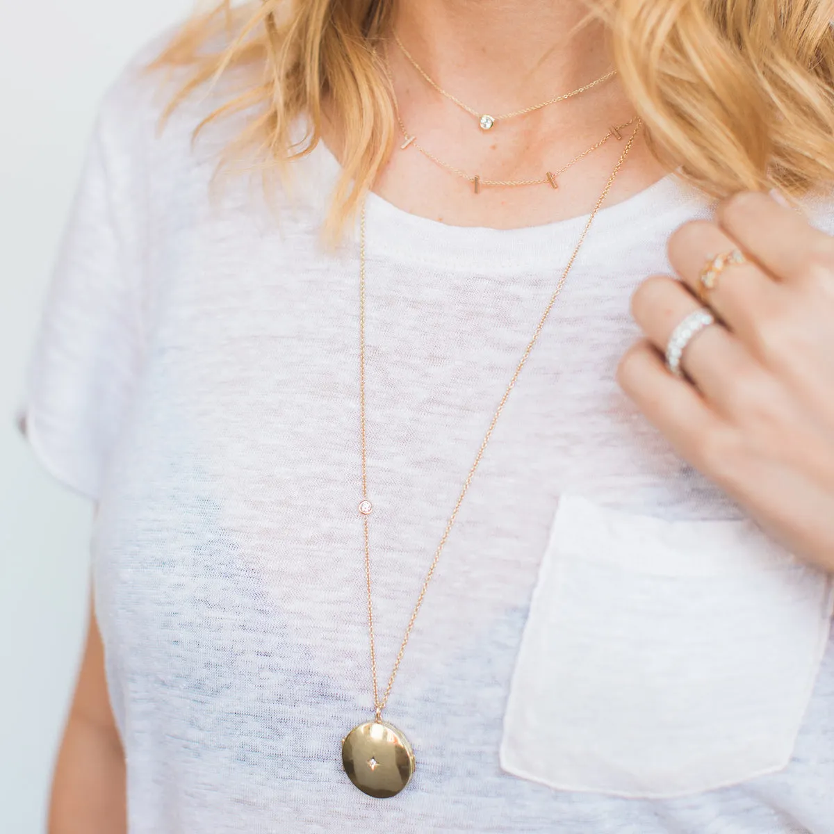 14k 5 Vertical Tiny Bar Station Necklace