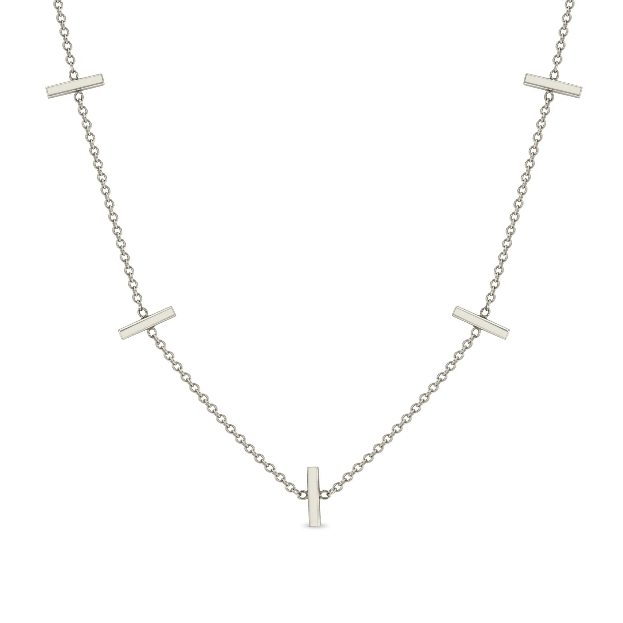 14k 5 Vertical Tiny Bar Station Necklace