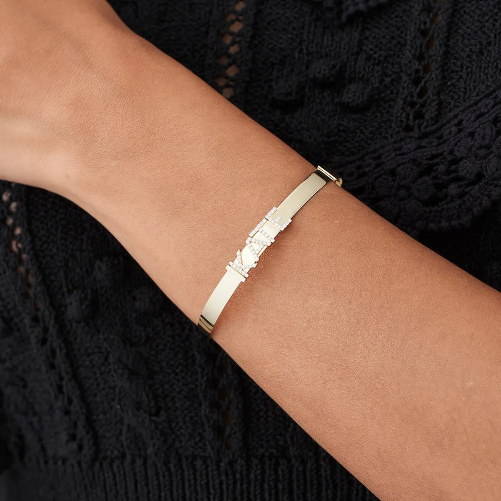14K 5MM Sliding Diamond Initials Bangle